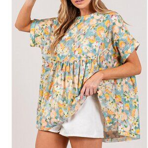 132. FLORAL BLISS BABYDOLL TOP